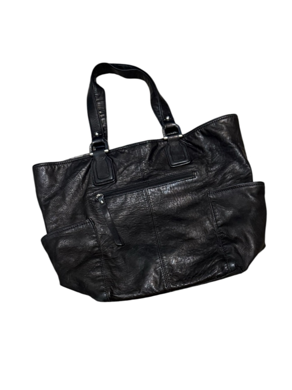 Black Leather Tote Bag - Sleek Everyday Carry PERLINA